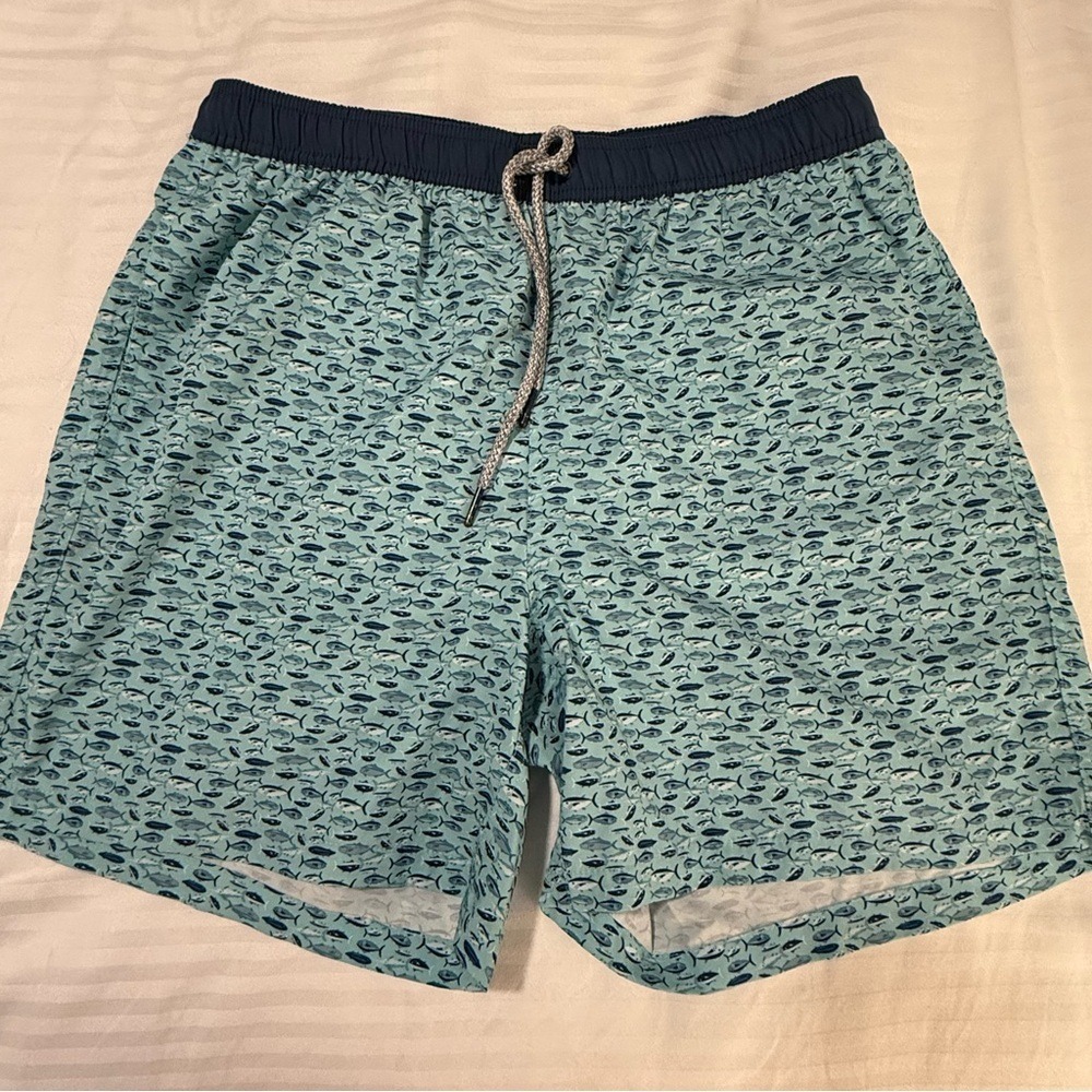 Rainforest Mens Blue Tuna Fish Print Swim Trunks Board Shorts Mesh Lined Small
